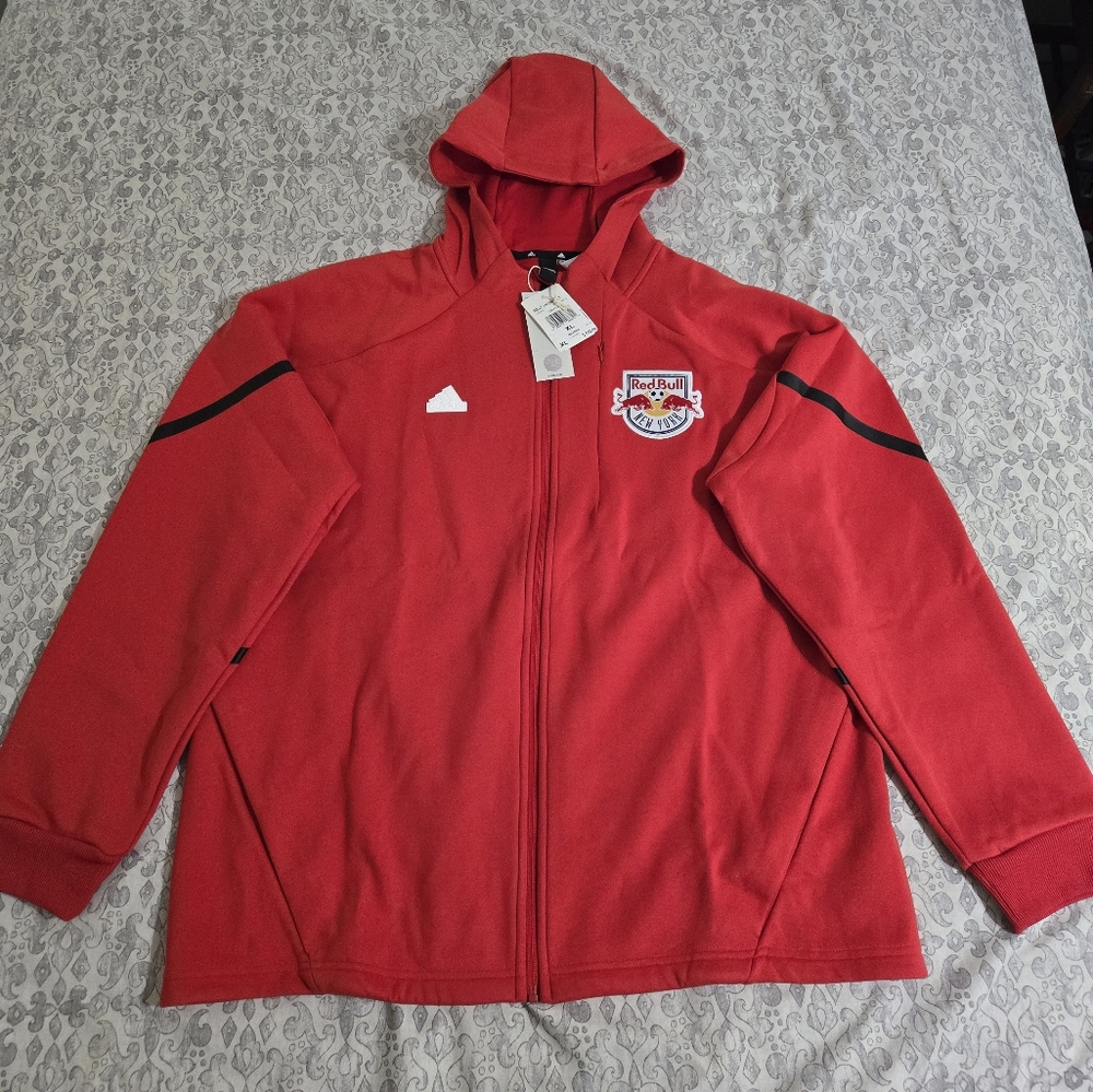 Men's Red Bulls adidas Red Sleeve Full-Zip Jacket